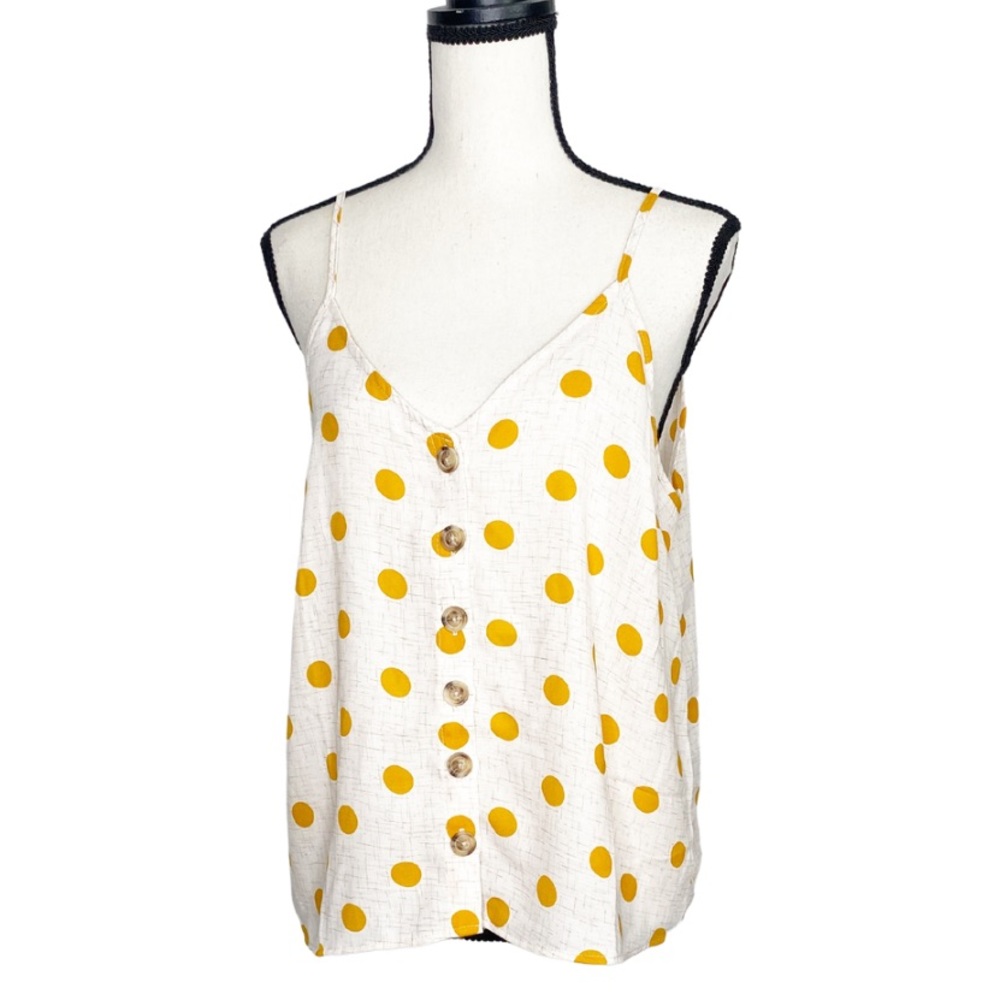 NWT Paper Crane Polka Dot Cropped Button Blouse L